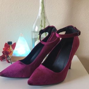 Charlotte Russe | Magenta Velvet Heels